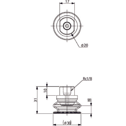 Einz Suction Pad for Thin Steel Plates VAPNP-30C-1-F 1 pc