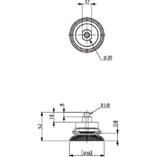 Einz Suction Pad for Thin Steel Plates VAPNP-60C-1-M 1 pc