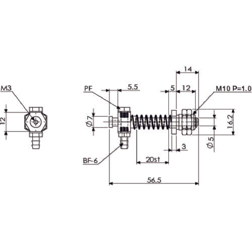 Einz Suction Fittings Mini Mounting Connector M10 x 1.0mm VFIL1-SS-20 1 pc