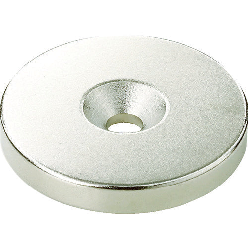ＴＲＵＳＣＯ　ネオジム丸径磁石　皿ネジ穴付　外径１８ｍｍ×５ｍｍ　Ｍ４　１個入　T18R05-M4　1 個