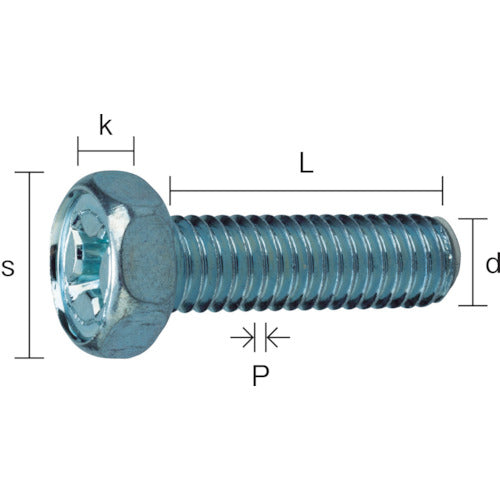 TRUSCO 십자 구멍 부착 육각 압셋 볼트 3가백 M5×50 15개입 Y306-0550 1 PK
