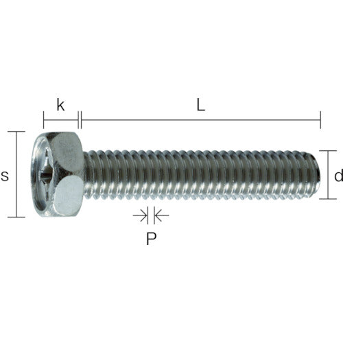 TRUSCO 십자 구멍 부착 육각 압셋 볼트 스테인리스 M6×10 14개입 Y303-0610 1 PK