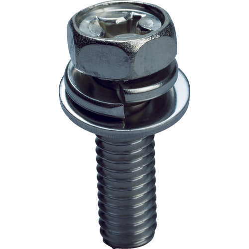 TRUSCO Cross recessed upset assembly P=3 Stainless steel M8 x 30 9 pieces / (+) upset bolt with spring washer + JIS washer Y336-0830 1 PK