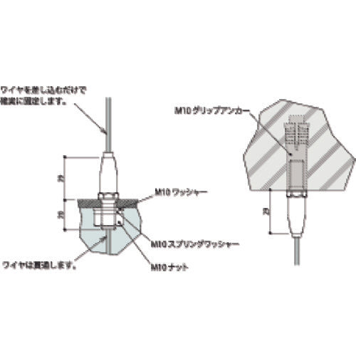 ＴＲＵＳＣＯ　ワイヤーグリッパー　Ｍ１０オネジ付き　ＳＵＳ　TSM-38M　1 個