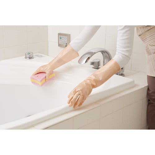 SHOWA PVC Gloves, Nice Hand, Smooth Touch, Semi-Long, Pearl Orange, Size L, NHDSSL-LO, 1 Pair