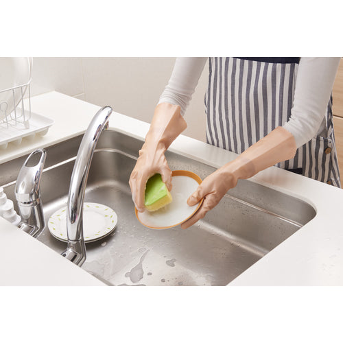 SHOWA PVC Gloves, Nice Hand, Smooth Touch, Semi-Long, Pearl Orange, Medium Size, NHDSSL-MO, 1 Pair