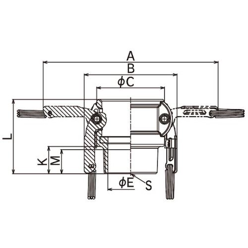 トヨックス　カムロック　ツインロックタイプカプラー　オネジ　ステンレス　６３３−ＢＢＬ　３／４インチ　ＳＳＴ　633-BBL-3/4-SST　1個