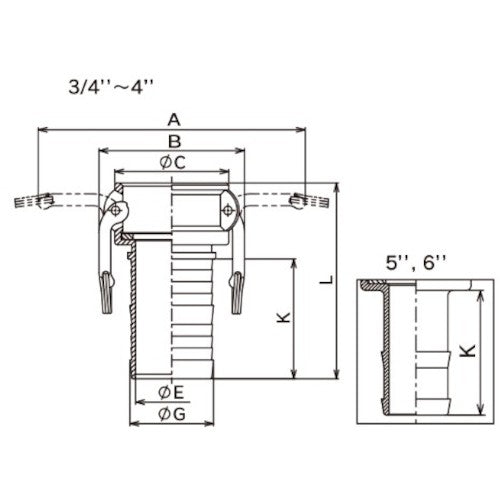 토요쿠스 캠록 커플러 호스 생크 스테인리스 633-C 1인치 SST 633-C-1-SST 1개