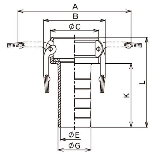 토요쿠스 캠록 커플러 호스 생크(가는) 알루미늄 633-CT 2인치 AL 633-CT-2-AL 1개