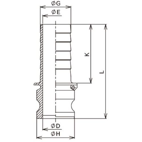 토요쿠스 캠록 어댑터 호스 생크(가는) 알루미늄 633-ET 2 인치 AL 633-ET-2-AL 1개