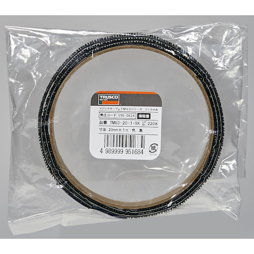 ＴＲＵＳＣＯ　マジックテープ［［Ｒ下］］ＴＭＳＤシリズフックのみ２０ｍｍＸ１ｍ黒　TMSD-20-1-BK　1 巻