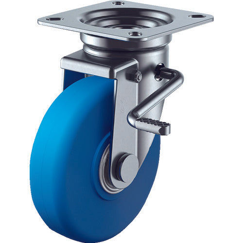 유에이 플레이트식 자재 캐스터 모노머 캐스트 나일론 바퀴 지름 100mm 스토퍼 부착 J타입 JB(R)형 설치 치수 74×74(67×67) MCBJB-100(R) 1개