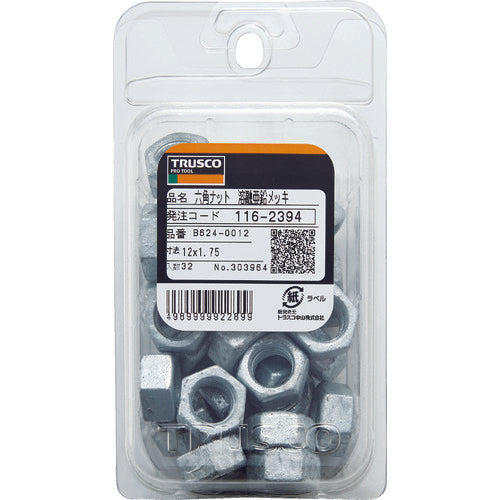 TRUSCO 육각 너트 1종 용융 아연 도금 M16×2.0 14개입 B624-0016 1 PK