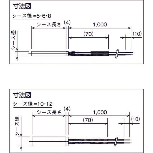 ＴＲＵＳＣＯ　カートリッジヒーターφ１０　１００Ｌ　１００Ｖ　４００Ｗ　CH1-10100　1 本