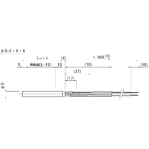 ＴＲＵＳＣＯ　カートリッジヒーターφ５　１００Ｌ　１００Ｖ　１４０Ｗ　CH1-5100　1 本