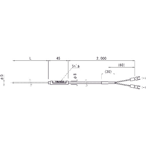 ＴＲＵＳＣＯ　温度センサー　Ｋ熱電対　１．０ｍｍＸ１５０ｍｍ　OSK-10150Y　1本