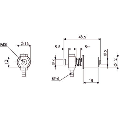Einz Suction Fittings Mini Attachment Fitting φ12mm VFIL2-SS-5-P12 1 pc