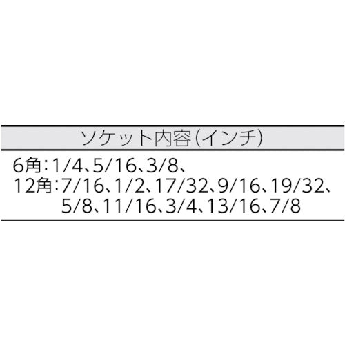 ＴＯＮＥ　ソケットレンチセット（インチ）　吋目　差込角３／８インチ　1500　1Ｓ