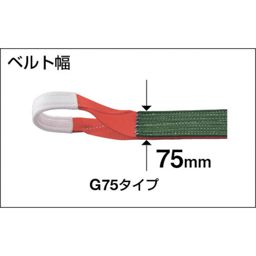 ＴＲＵＳＣＯ　ベルトスリング　ＪＩＳ３等級　両端アイ形　７５ｍｍＸ２．５ｍ　G75-25　1 本