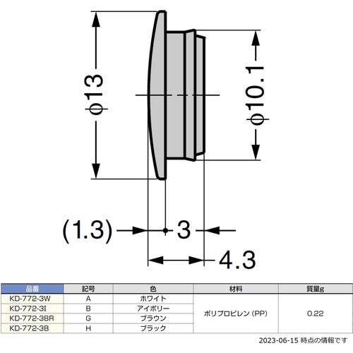 ＳＵＧＡＴＳＵＮＥ　（１２００４１０８０）ＫＤ−７７２−３Ｗ多目的穴埋めキャップ　KD-772-3W　1 個