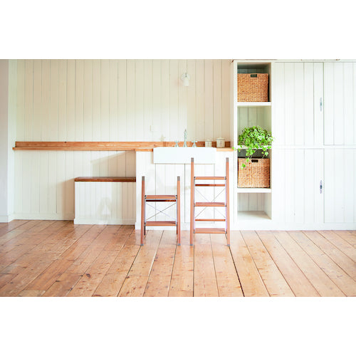 TENMA 발판 우디 슬림 스텝 3단 브라운 811000518 1대