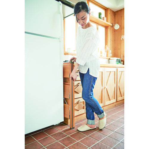 TENMA 발판 우디 슬림 스텝 3단 브라운 811000518 1대