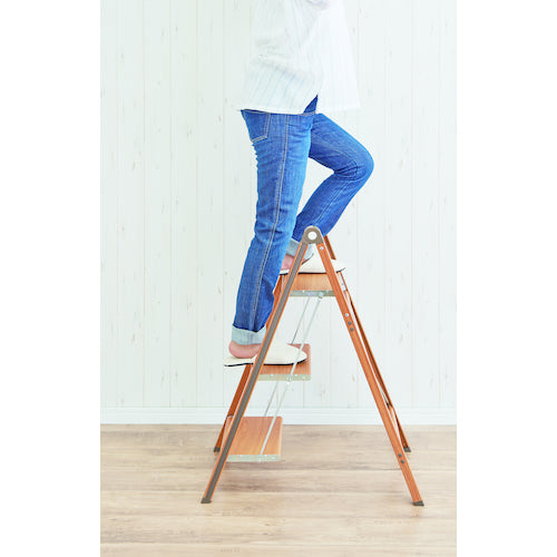 TENMA 발판 우디 슬림 스텝 3단 브라운 811000518 1대