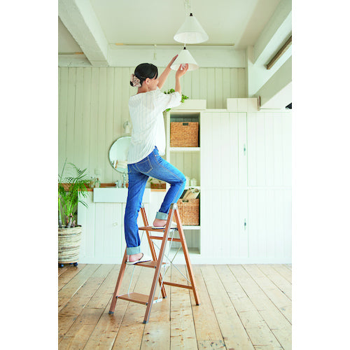 TENMA 발판 우디 슬림 스텝 3단 브라운 811000518 1대