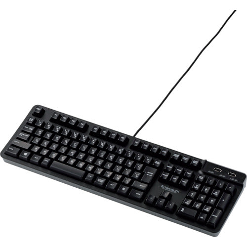 ELECOM Premium Wired Membrane Keyboard with USB Hub, Mechanical-Like, 2 USB (2.0) Ports, Black, TK-FCM094HBK, 1 pc
