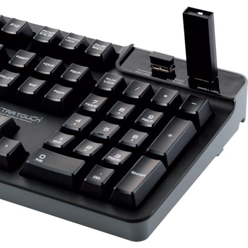 ELECOM Premium Wired Membrane Keyboard with USB Hub, Mechanical-Like, 2 USB (2.0) Ports, Black, TK-FCM094HBK, 1 pc