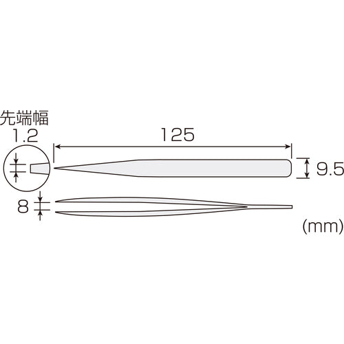 ＨＯＺＡＮ　ピンセット　１２５ｍｍ　厚肉型　P-892　1本