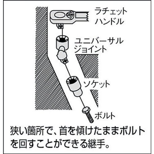 ＴＯＮＥ　ユニバーサルジョイント　ボールジョイント　差込角９．５ｍｍ　全長４４ｍｍ　BJ30　1 個