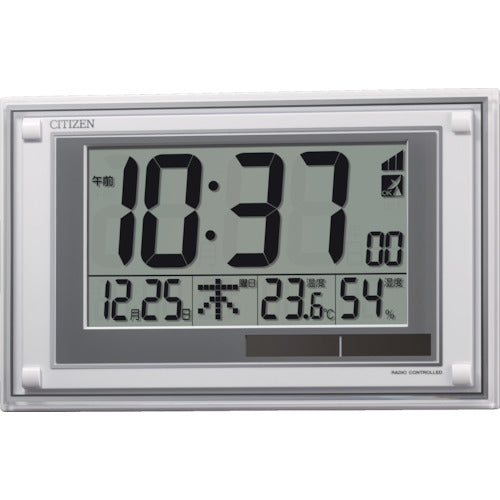 Citizen radio clock (digital display) (for hanging or placing) with thermometer and hygrometer, white, 188 x 299 x 28 mm, 8RZ189-003, 1 unit