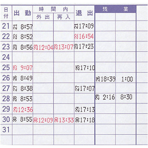 NIPO Time Card (for NTR series) 20th Closing TC-620T 1 Box