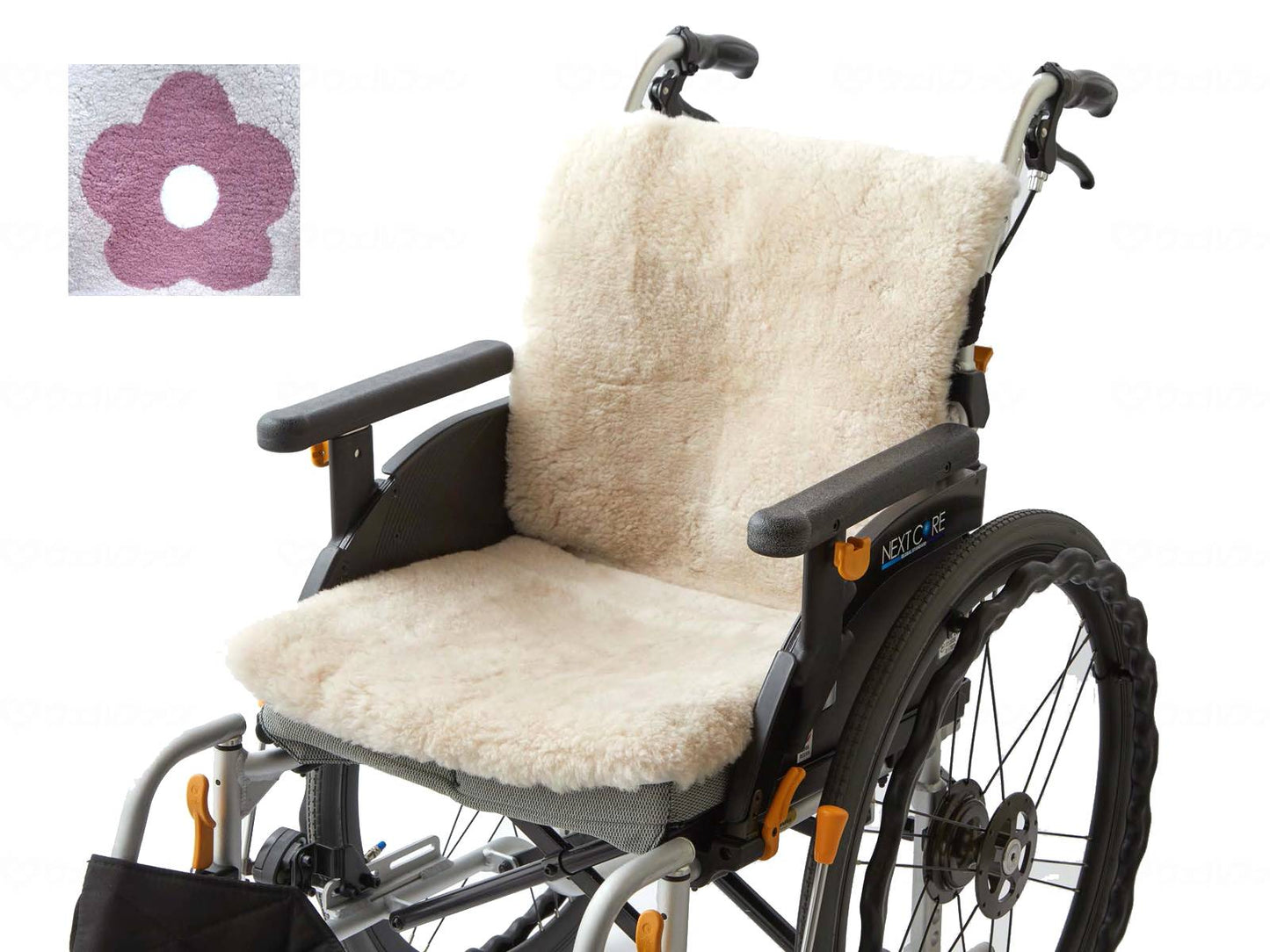 대혜 휠체어 무튼 시트 핑크 플라워