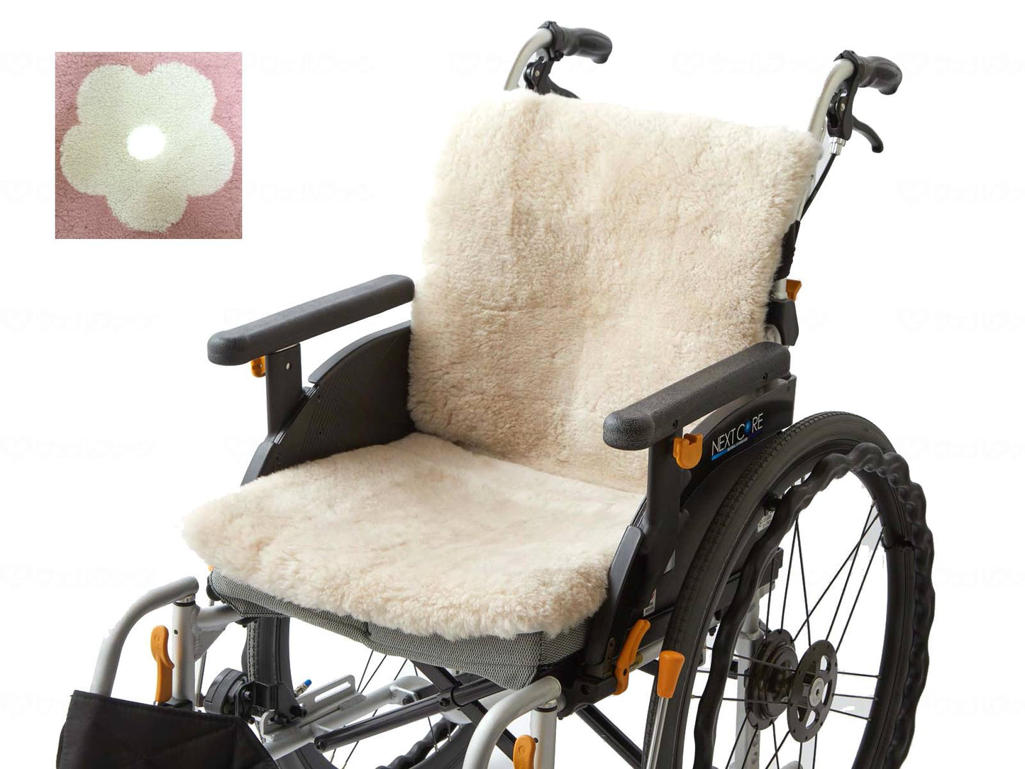 대혜 휠체어 무튼 시트 모카 플라워