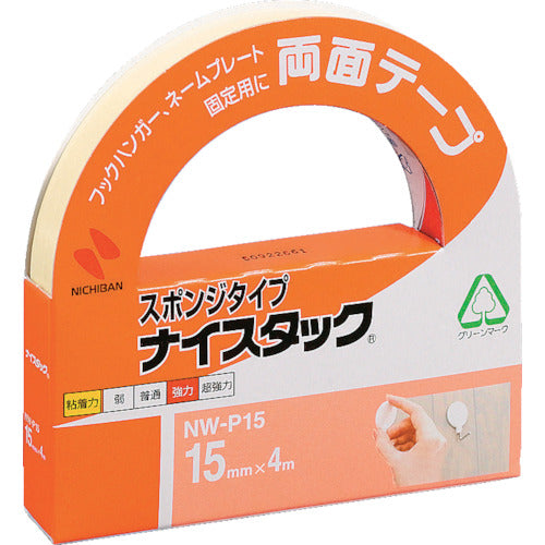 ニチバン　両面テープ　ナイスタック粗面・凹凸面に貼りやすいタイプ　ＮＷ−Ｐ１５　１５ｍｍＸ４ｍ　NW-P15　10巻