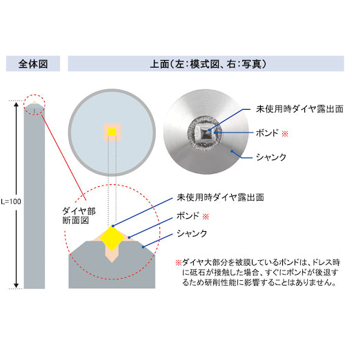 Noritake Single Stone Diamond Dresser G Sharp Half Shank Diameter 11mm 4K0GHALF11010 1 piece