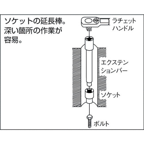 ＴＯＮＥ　エクステンションバー　差込角１９．０ｍｍ　全長７５ｍｍ　構造用鋼　EX60-075　1 個