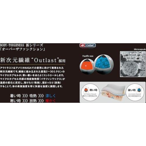 おたふく　ＢＴアウトラスト　ロングスリーブ　クルーネックシャツ　ブラック／ブルー　ＬＬ　JW-540-38-LL　1 枚