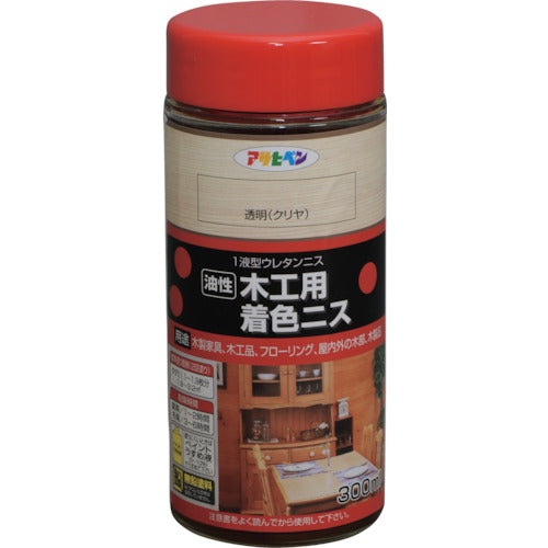 アサヒペン　木工用着色ニス　３００ＭＬ　透明（クリヤ）　526113　1缶