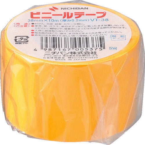Nichiban Vinyl Tape Yellow 38mm x 10m 1 roll VT-382 1 roll