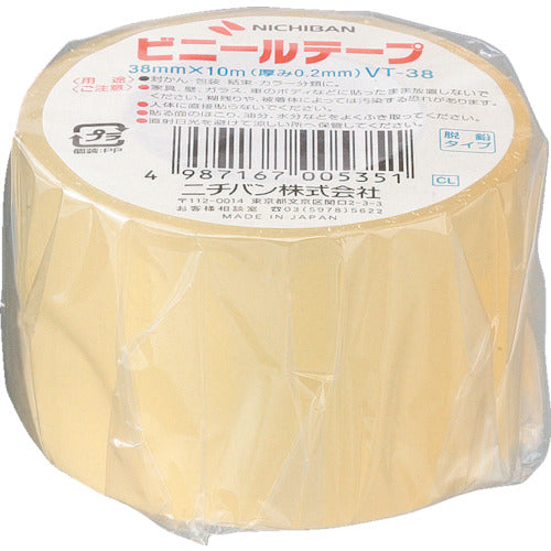 ニチバン　ビニールテープ透明３８ｍｍＸ１０ｍ　１巻　VT-38　1 巻