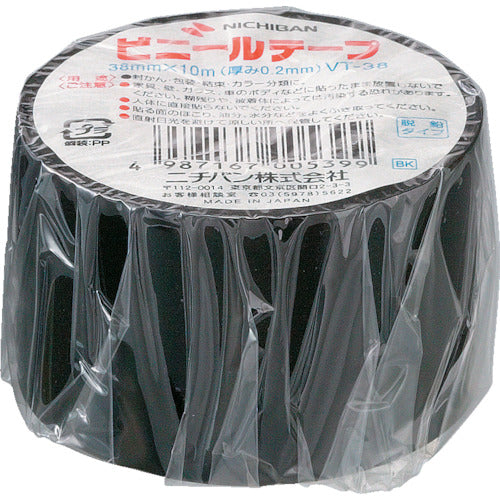 ニチバン　ビニールテープ黒３８ｍｍＸ１０ｍ　１巻　VT-386　1 巻