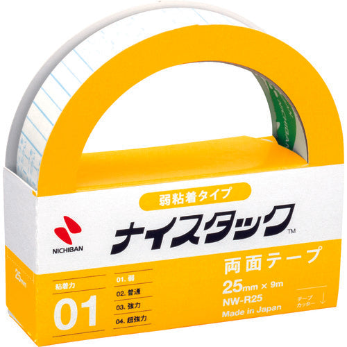 Nichiban Double-Sided Tape, Nicetack, Weak Adhesive Type, NW-R25, 25mm x 9m, NW-R25, 1 Roll