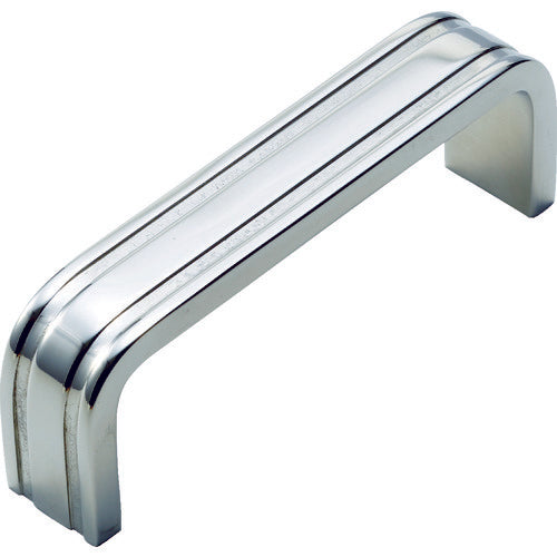 TRUSCO grooved square handle, stainless steel mirror finish, total length 127mm, total height 40mm, thread M5 depth 8, TGH-127, 1 piece