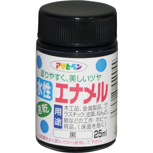 アサヒペン　水性エナメル　２５ＭＬ　黒　440044　1個