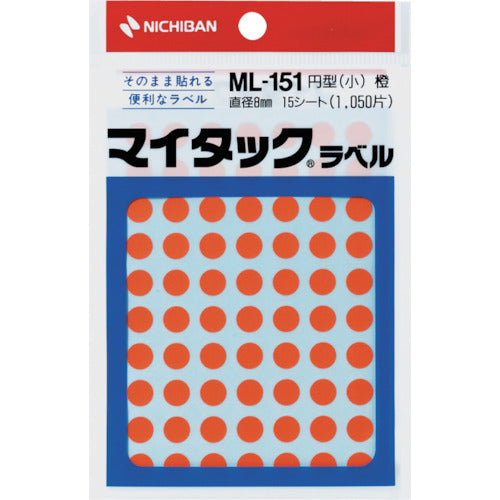 Nichiban My Tack Label (Color Label) ML-151 Orange Round 8mm ML-15113 1PK
