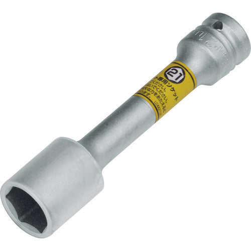 TONE Thin Long Wheel Nut Socket for Impact with Protector (for Automobile Maintenance) Diagonal Dimension 21mm 4AP-21LLN 1pc