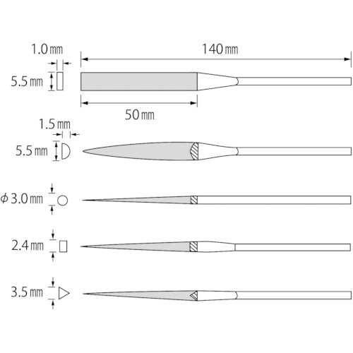 새우 다이아몬드 야스리(정밀용) 10개 세트 5종류 세트 S10-SET 1S